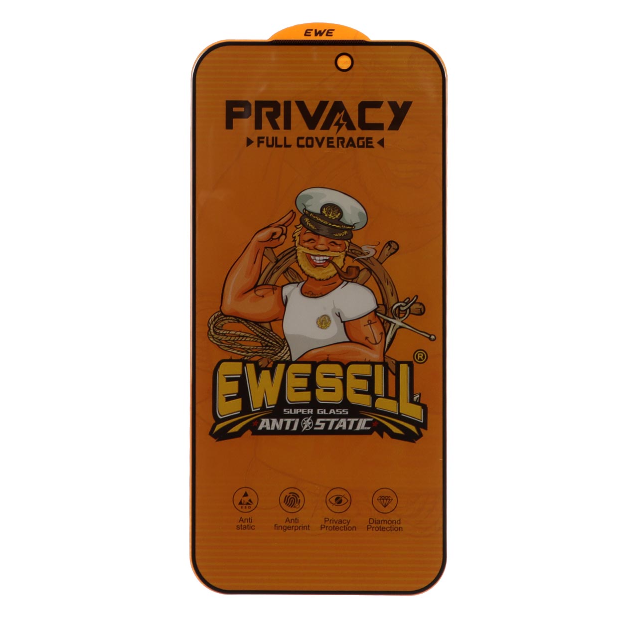 محافظ صفحه نمایش شیشه‌ای فول کاور Ewesell Anti Static Privacy مناسب برای آیفون 17 پرو مکس