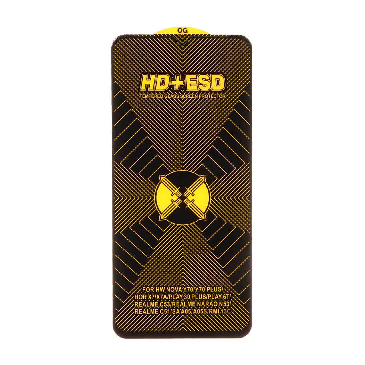 محافظ صفحه نمایش شیشه ای تمام صفحه OG HD Plus ESD مشکی مناسب برای سامسونگ A05/A06/A07 و شیائومی ردمی 13C