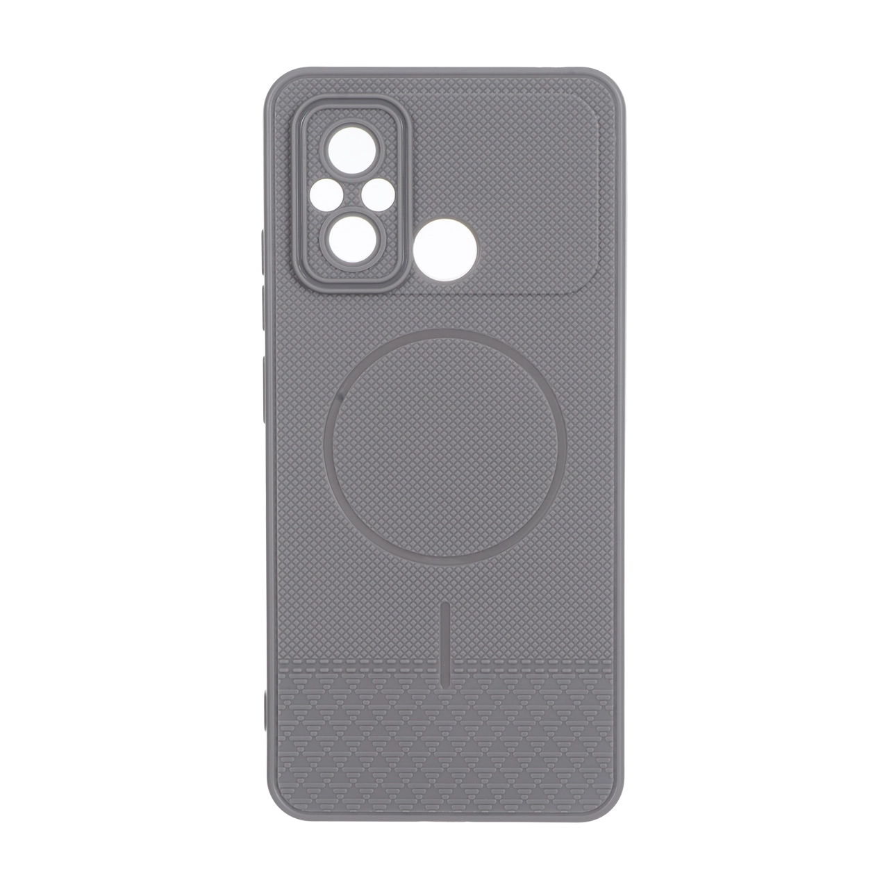 قاب شطرنجی طرح مگ سیف محافظ لنزدار Xiaomi Redmi 12C / Redmi 11A / Poco C55 - خاکستری