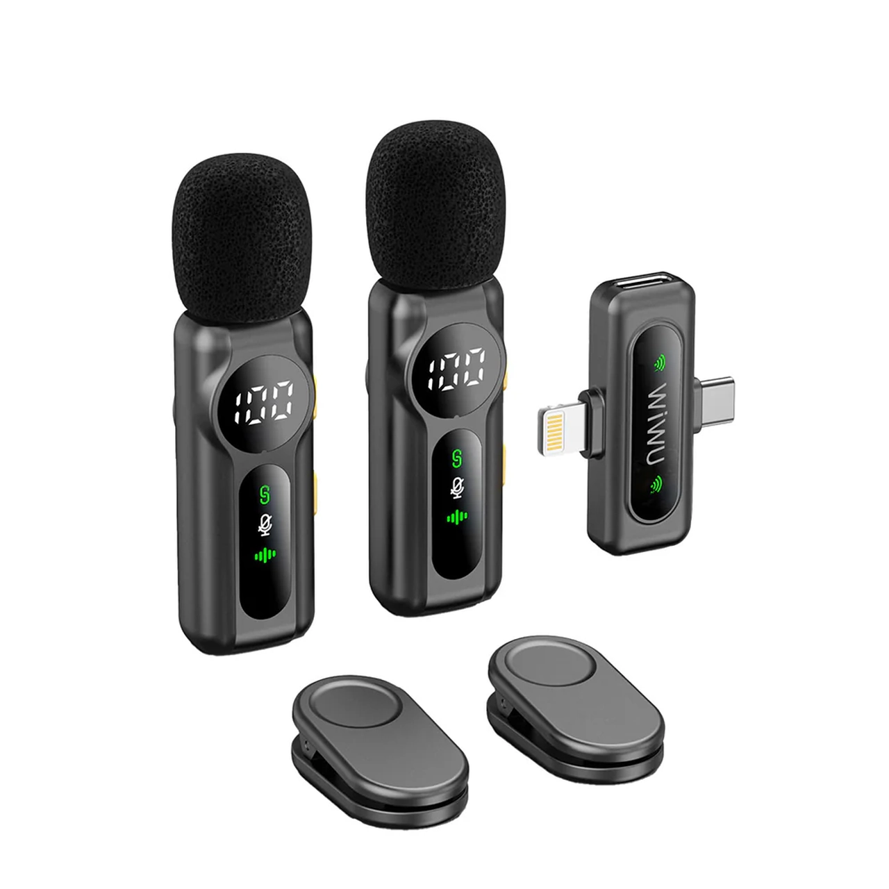 میکروفون بی سیم Wiwu مدل Wi-WM007 با دانگل Lightning و Type-C مشکی
