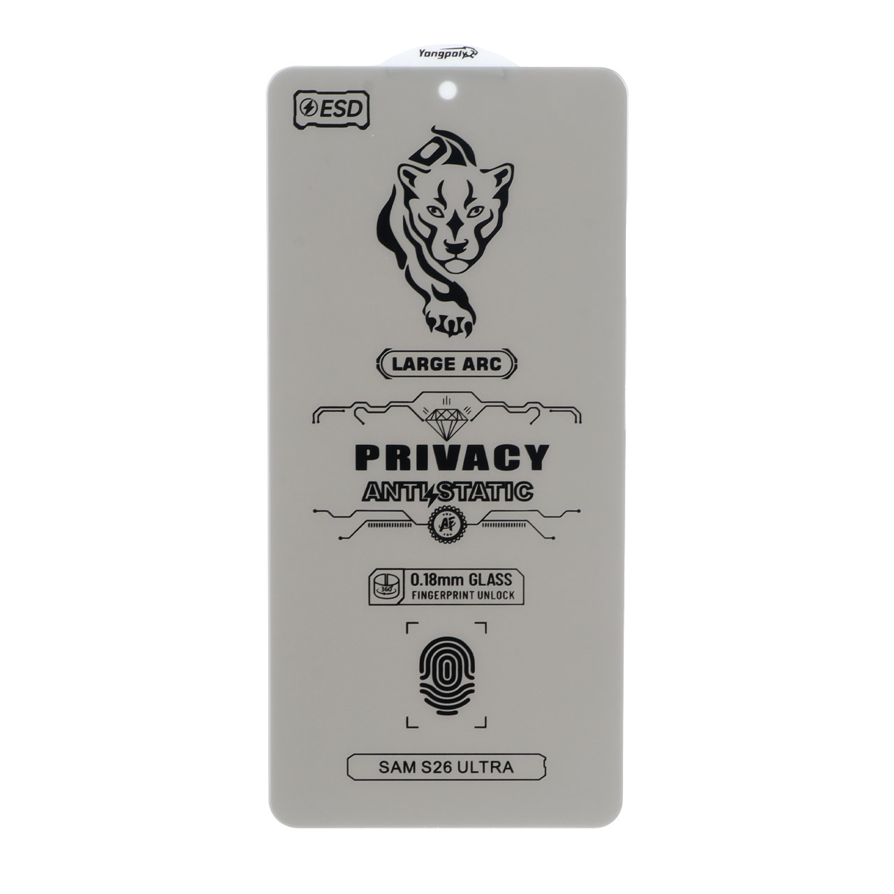 محافظ صفحه نمایش شیشه ای YongPoly مدل 360 ESD Privacy برای سامسونگ گلکسی S26 اولترا