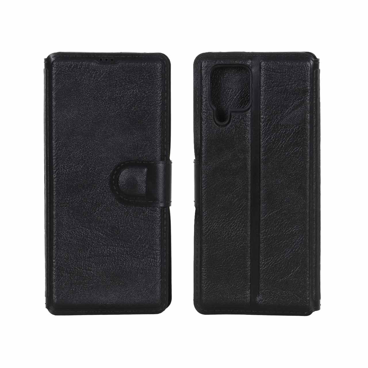 کیف موبایل چرمی مگنتی محافظ لنزدار مشکی مناسب برای سامسونگ گلکسی A22 4G / M32 4G / F22