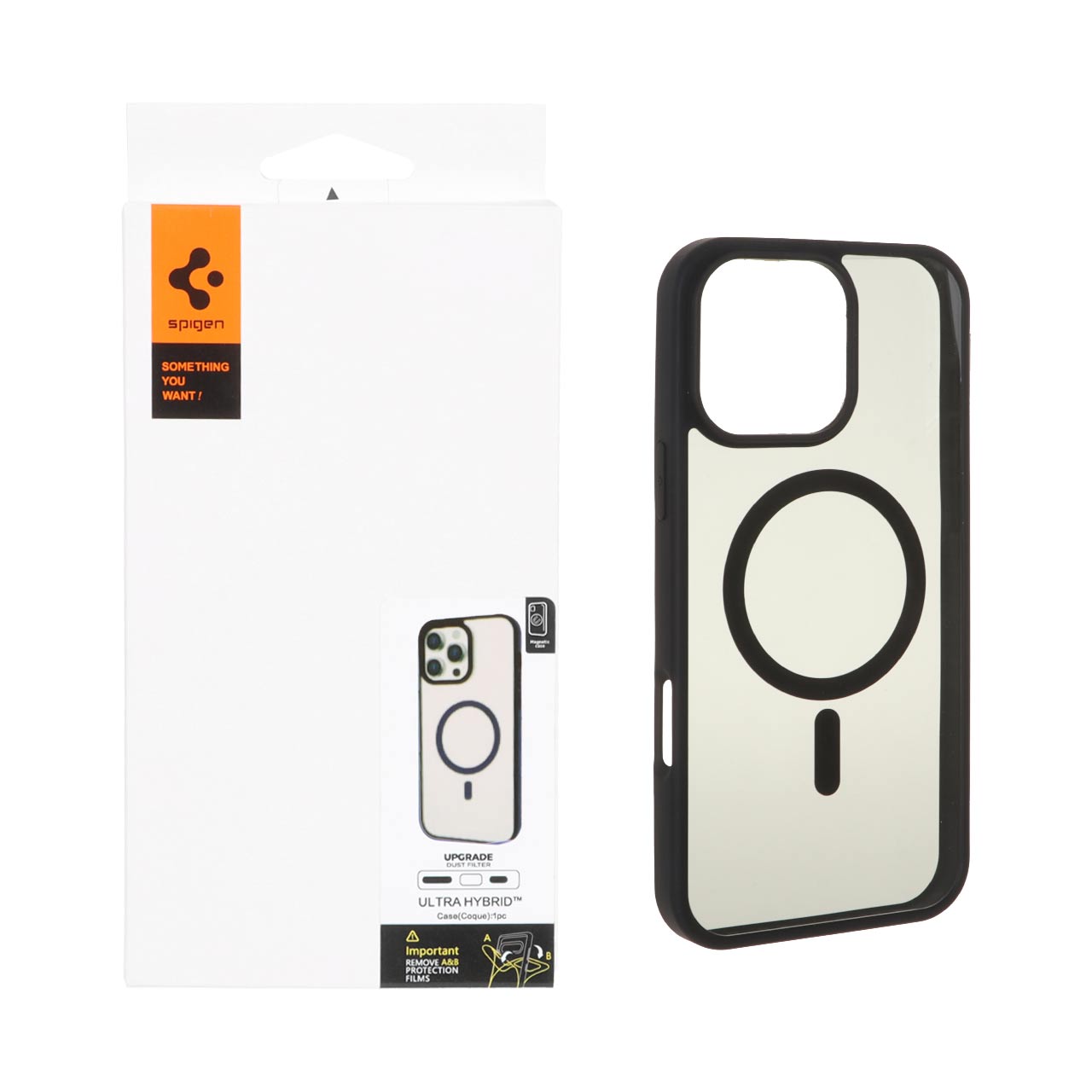 قاب مگ سیف Spigen مدل Ultra Hybrid با توری اسپیکر فلزی مناسب برای آیفون ۱۶ پرو مکس مشکی