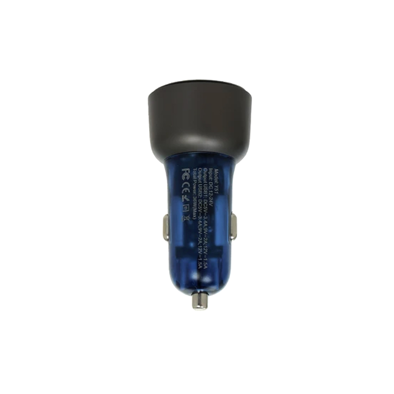 شارژر فندکی فست شارژ Yesido Y52 48W دو پورت Type-C و USB سرمه‌ای