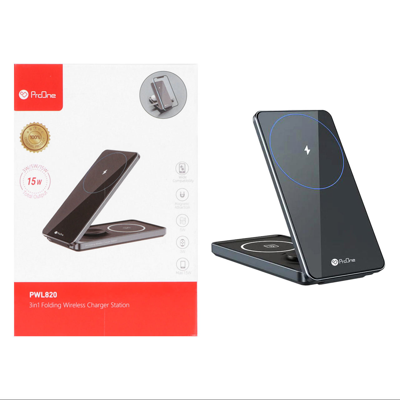 شارژر وایرلس سه کاره ProOne مدل PWL820 توان 15 وات