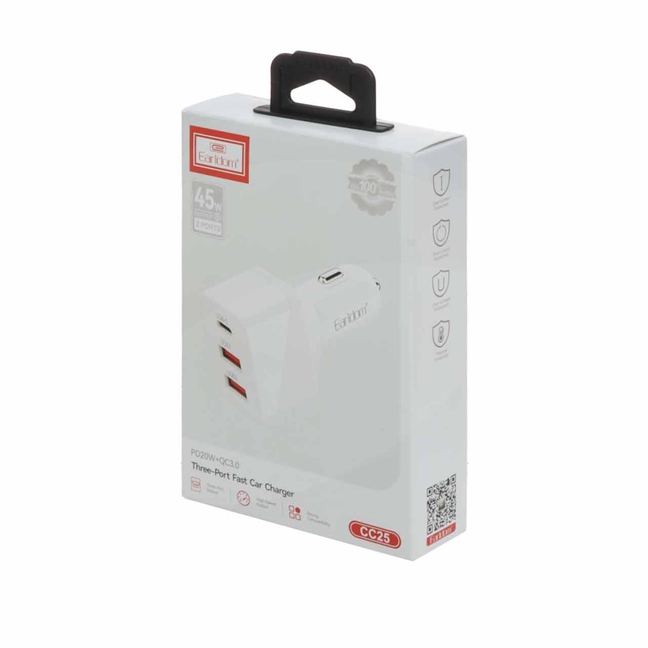 شارژر فندکی 45W فست و PD سه پورت Earldom مدل ES-CC25