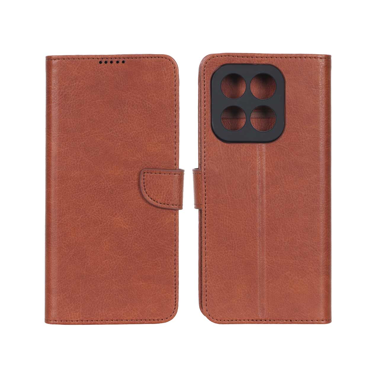 کیف کلاسوری چرمی مگنتی KRF با محافظ لنز مناسب برای Honor X7d قهوه ای