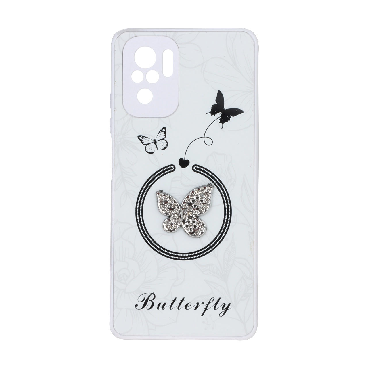 قاب طرح Butterfly نگین دار آینه ای مگ سیف مناسب برای شیائومی ردمی نوت 10 فور جی، ردمی نوت 10 اس و پوکو ام 5 اس