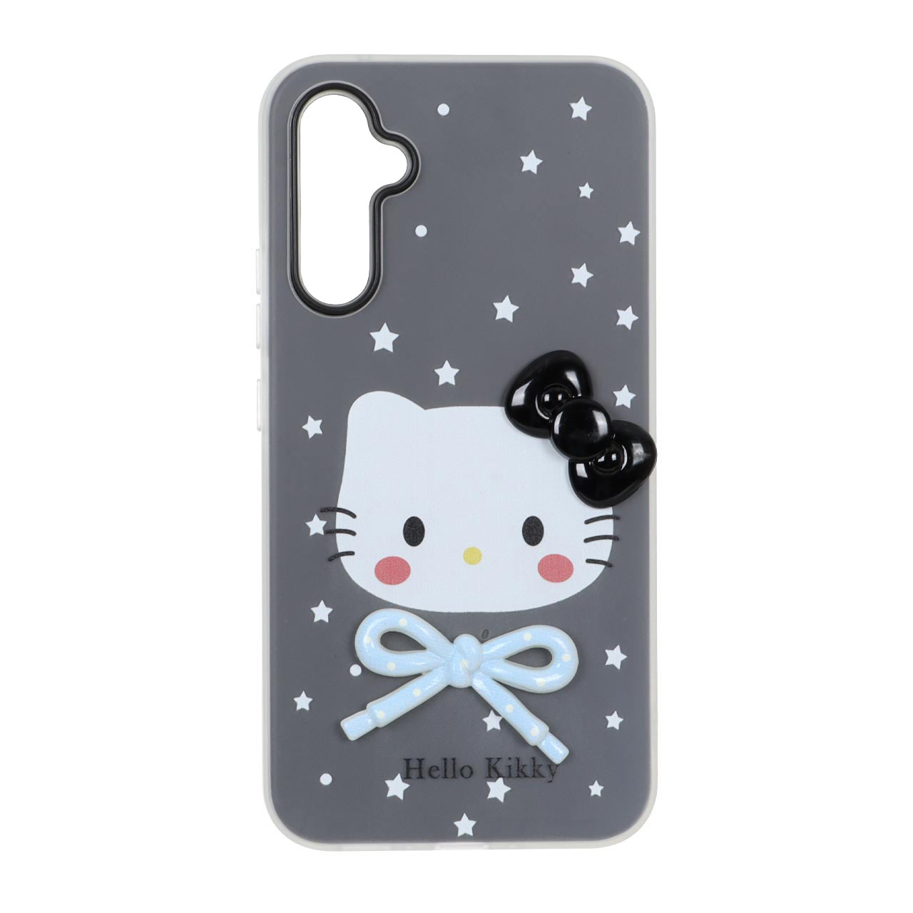 قاب طرح Kitty پاپیون برجسته و ستاره‌ای دو لایه مات مشکی مناسب برای سامسونگ گلکسی A34