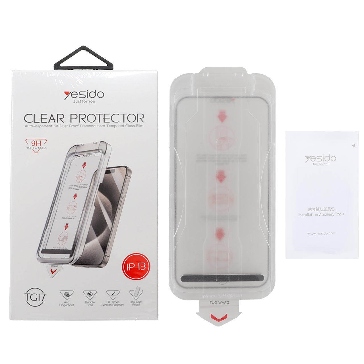 محافظ صفحه نمایش شیشه ای اورجینال Yesido مدل Magic Glass Box مناسب برای آیفون 13، آیفون 13 پرو، آیفون 14 و آیفون 16e