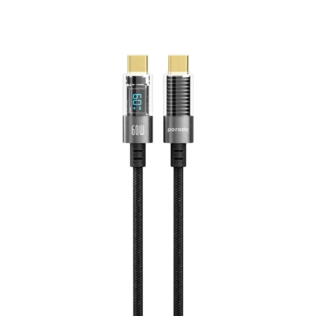کابل شارژ فست و PD پرودو 60 وات Type-C به Type-C مدل PD60CCDBK با طول 1.2 متر - مشکی
