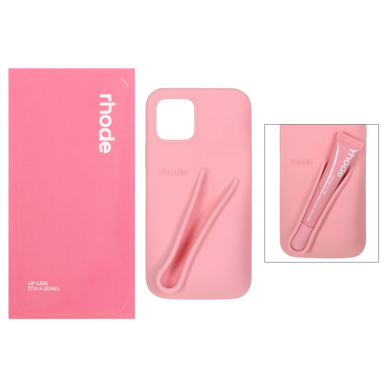 قاب سیلیکونی پاک کنی اورجینال rhode با ست لیپ گلاس Apple iPhone 12 Pro / iPhone 12 - گلبهی