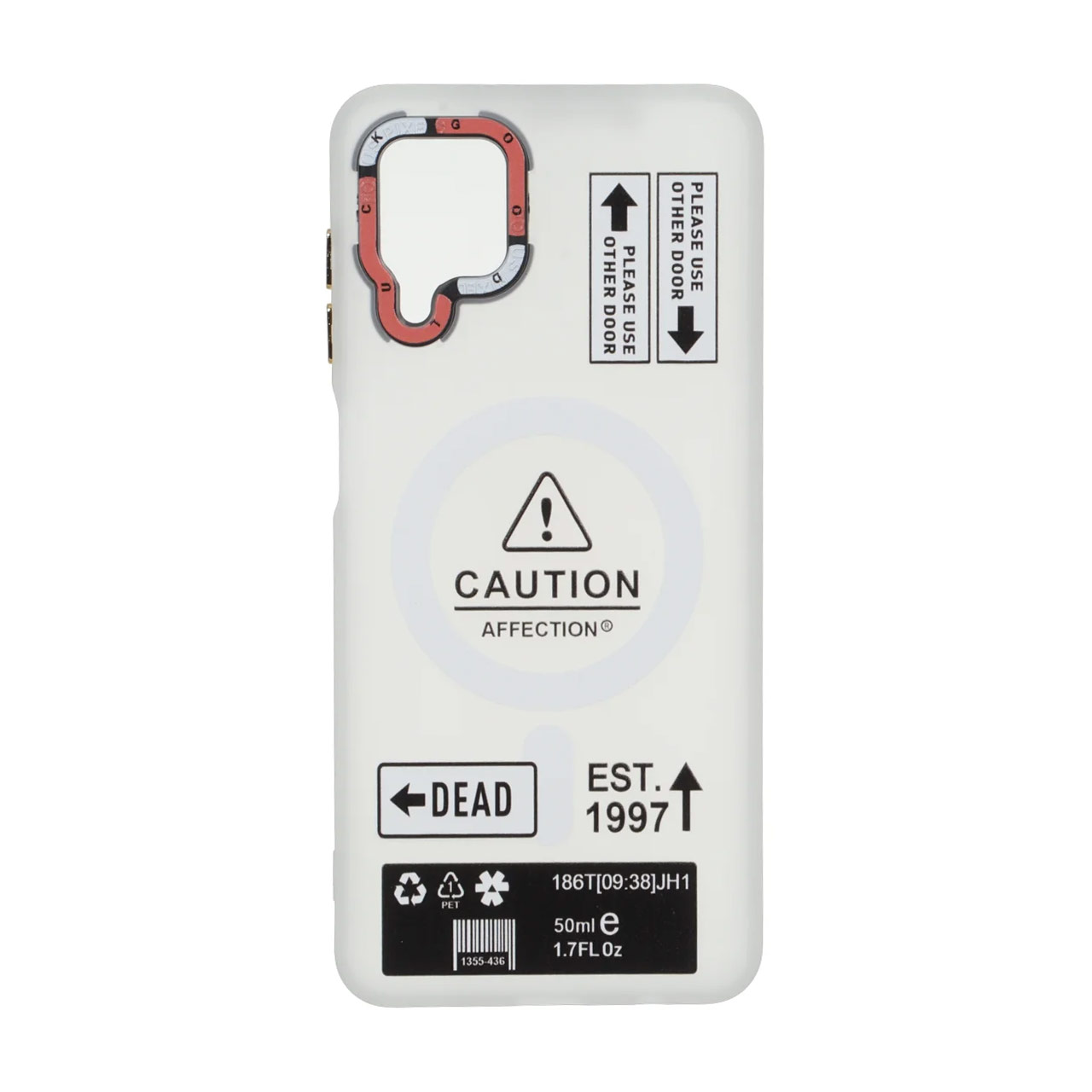 قاب طرح Caution مات مگ سیف دکمه متال مناسب برای سامسونگ گلکسی A12 / M12 / F12