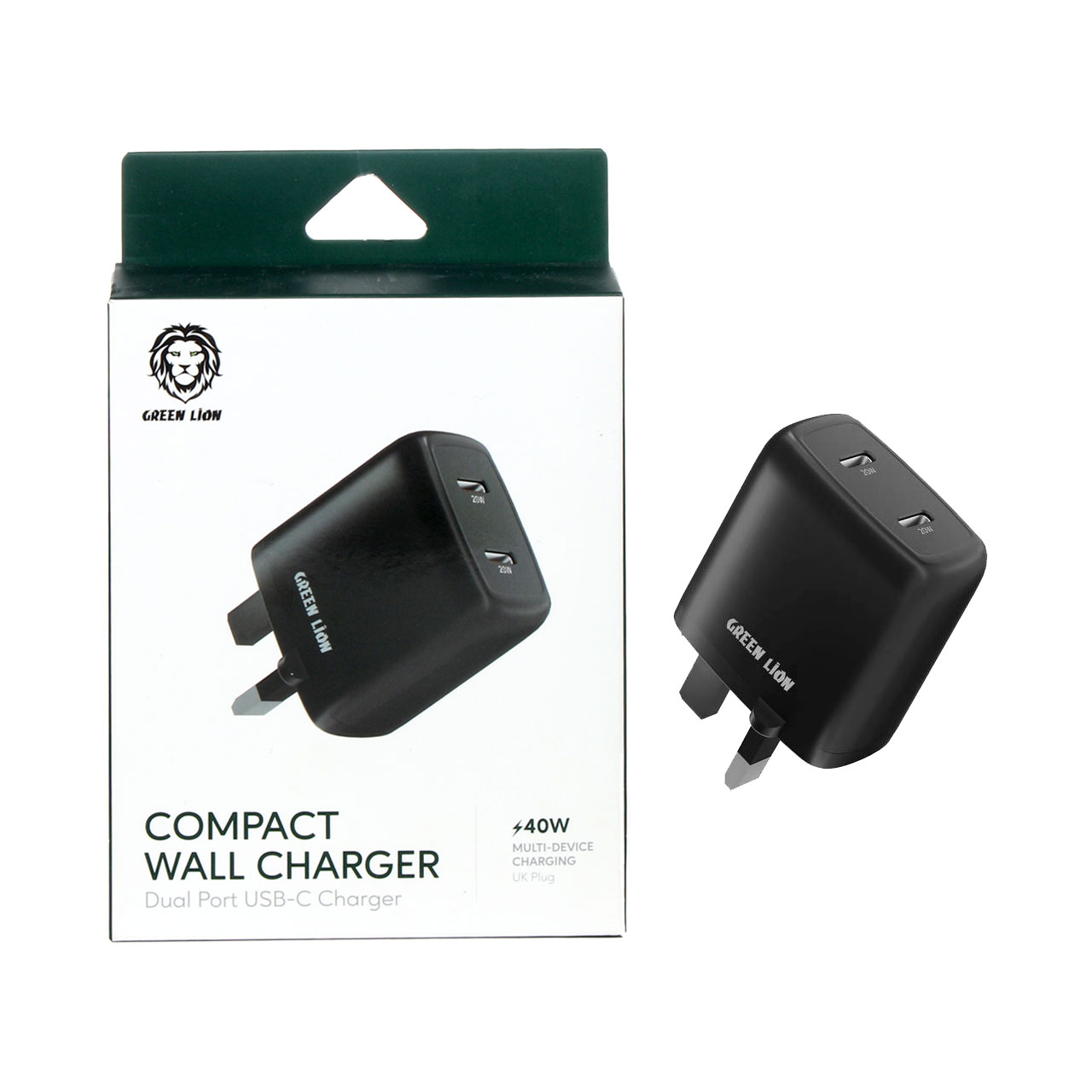 شارژر دیواری 40 وات فست دو پورت Green Lion مدل Compact GNWC2PD