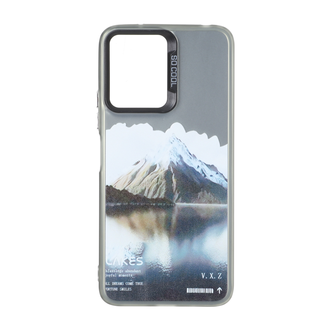 قاب طرح SO COOL کوهستان و دریاچه بلک لنز دکمه کروم مناسب برای شیائومی ردمی 12 و پوکو ام 6 پرو 5G