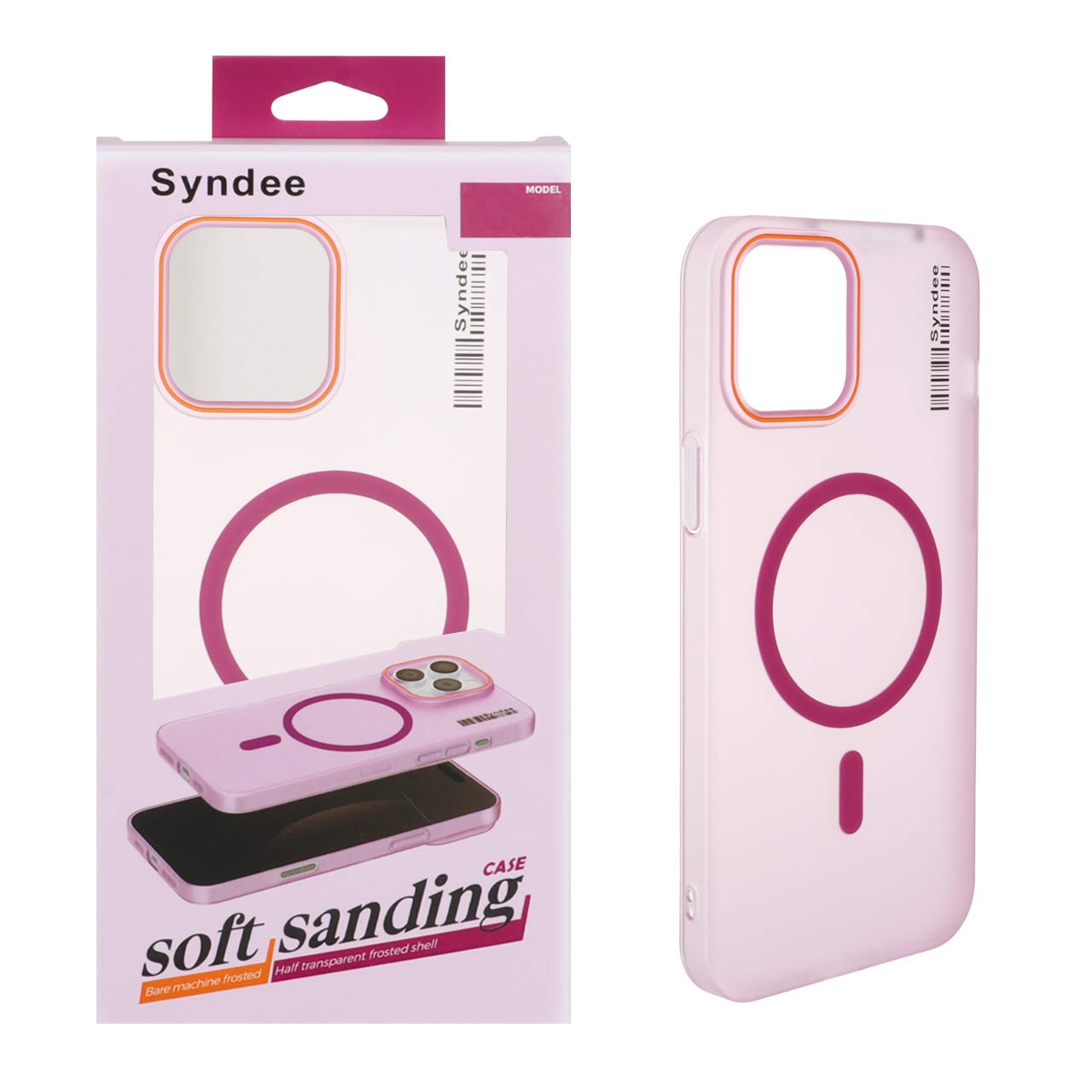 قاب اورجینال Syndee پشت مات MagSafe مدل Apple iPhone 12 Pro Max - سرخابی (پک دار )