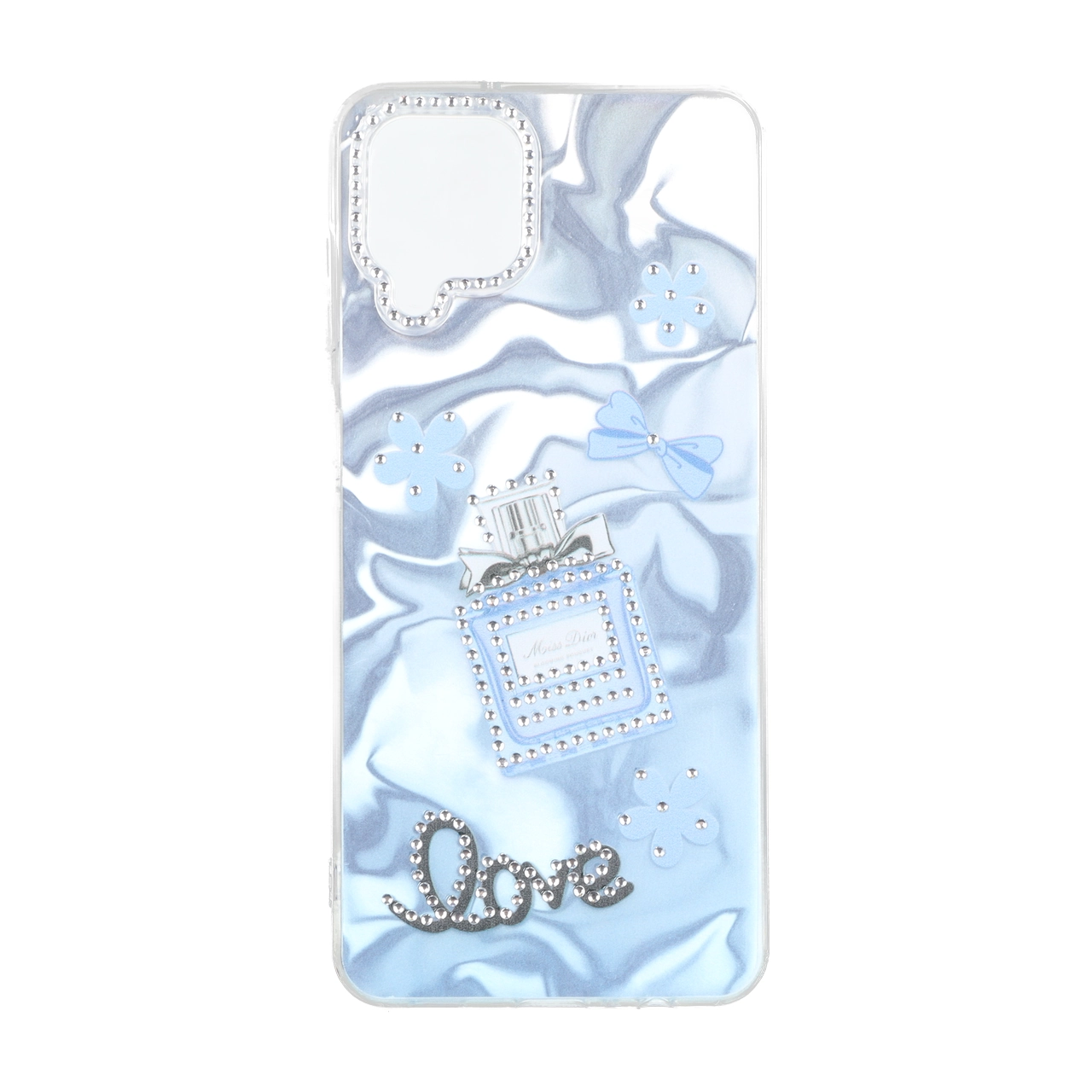قاب طرح Silver Cloud نگین دار Love مناسب برای سامسونگ گلکسی A12 / M12 / F12