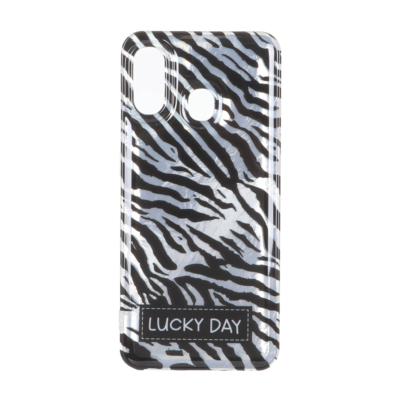 قاب طرح گورخری اطلسی با نوشته LUCKY DAY دور ژله ای مناسب برای سامسونگ گلکسی A30 و A20