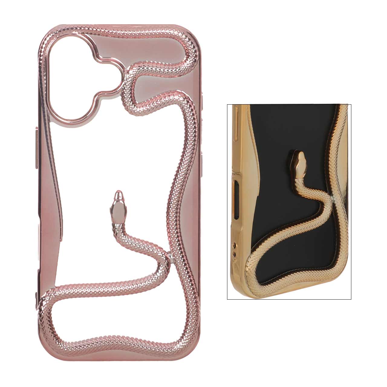 قاب الکتروپلیتینگ Snake مدل Apple iPhone 17 - رزگلد