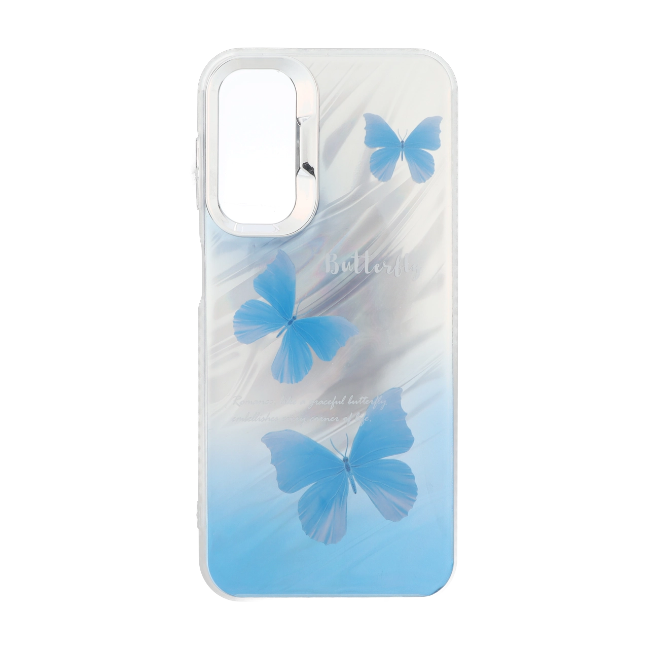 قاب طرح پروانه هفت رنگ Pucker دور ژله ای مات لنز کروم مناسب برای Samsung Galaxy A24