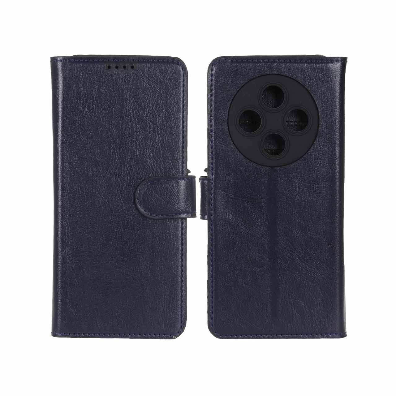 کیف چرمی مگنتی محافظ لنزدار مناسب برای شیائومی Redmi 14C / Redmi A4 / Poco C75 - سرمه ای