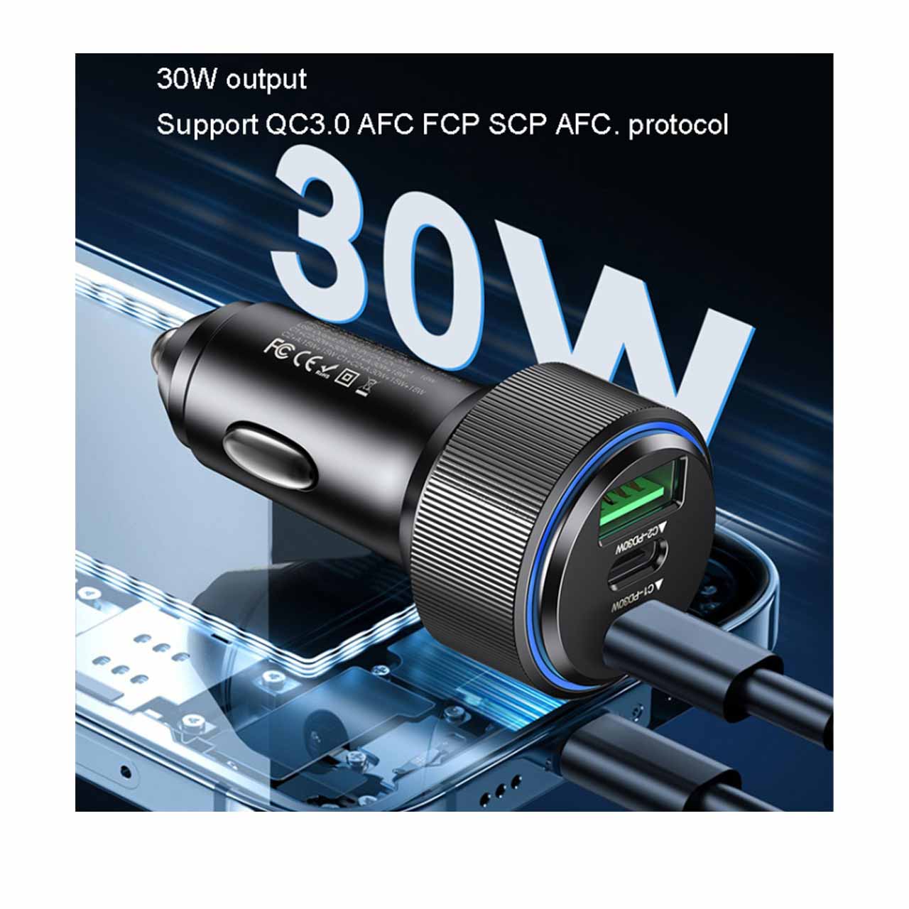 شارژر فندکی PD و فست سه پورت Yesido مدل Y59 200W مشکی