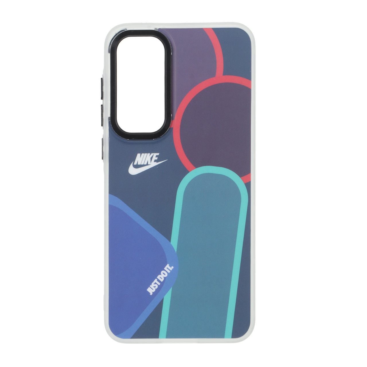 قاب طرح نایک Just Do It ورزشی با دایره‌های انتزاعی دور ژله‌ای مات مناسب برای سامسونگ گلکسی A35 و A55