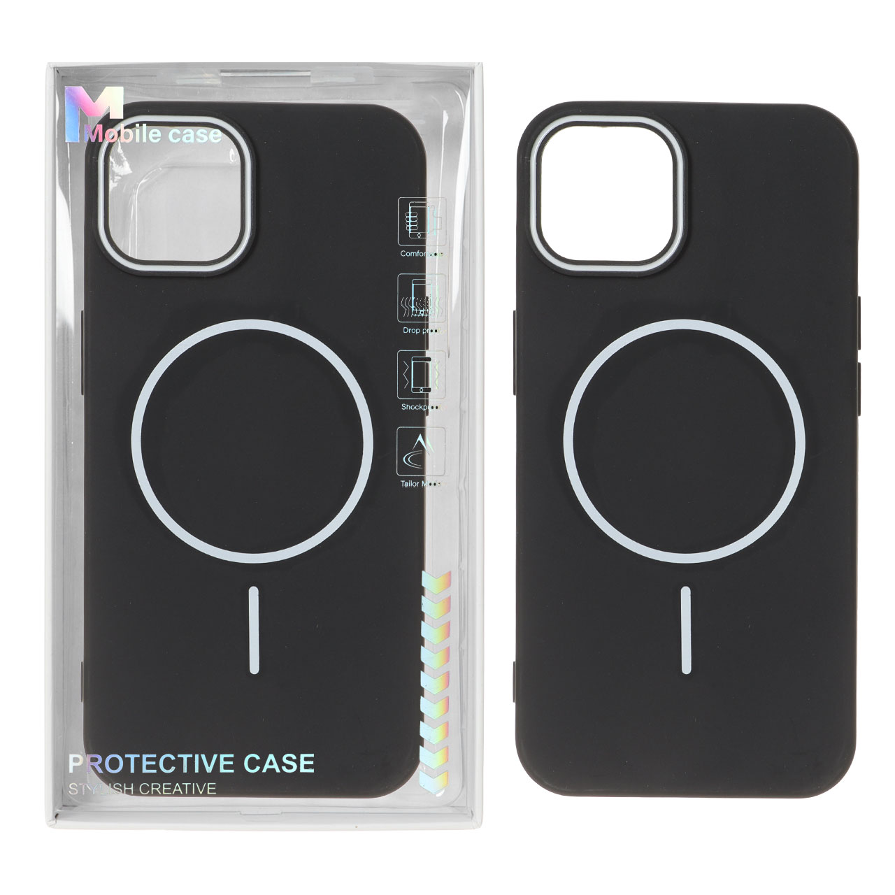 قاب مگ سیف Protective Case دور لنز رنگی مناسب برای آیفون ۱۳ و آیفون ۱۴ مشکی