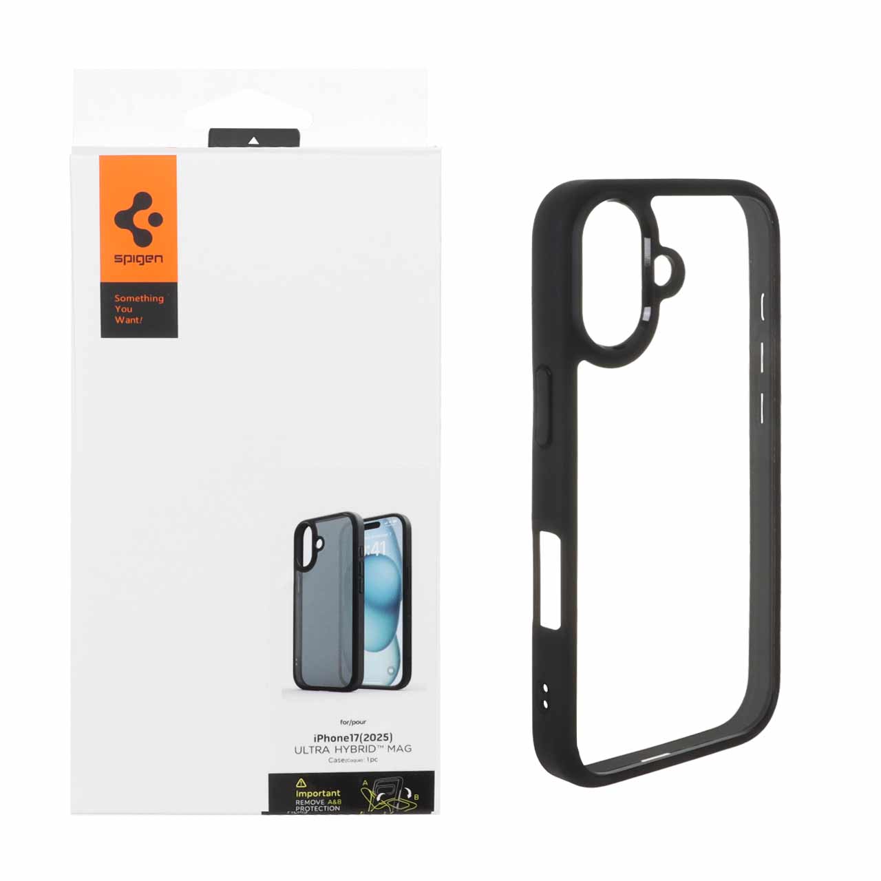 قاب Spigen ULTRA HYBRID MAG شفاف مشکی مناسب برای آیفون 17