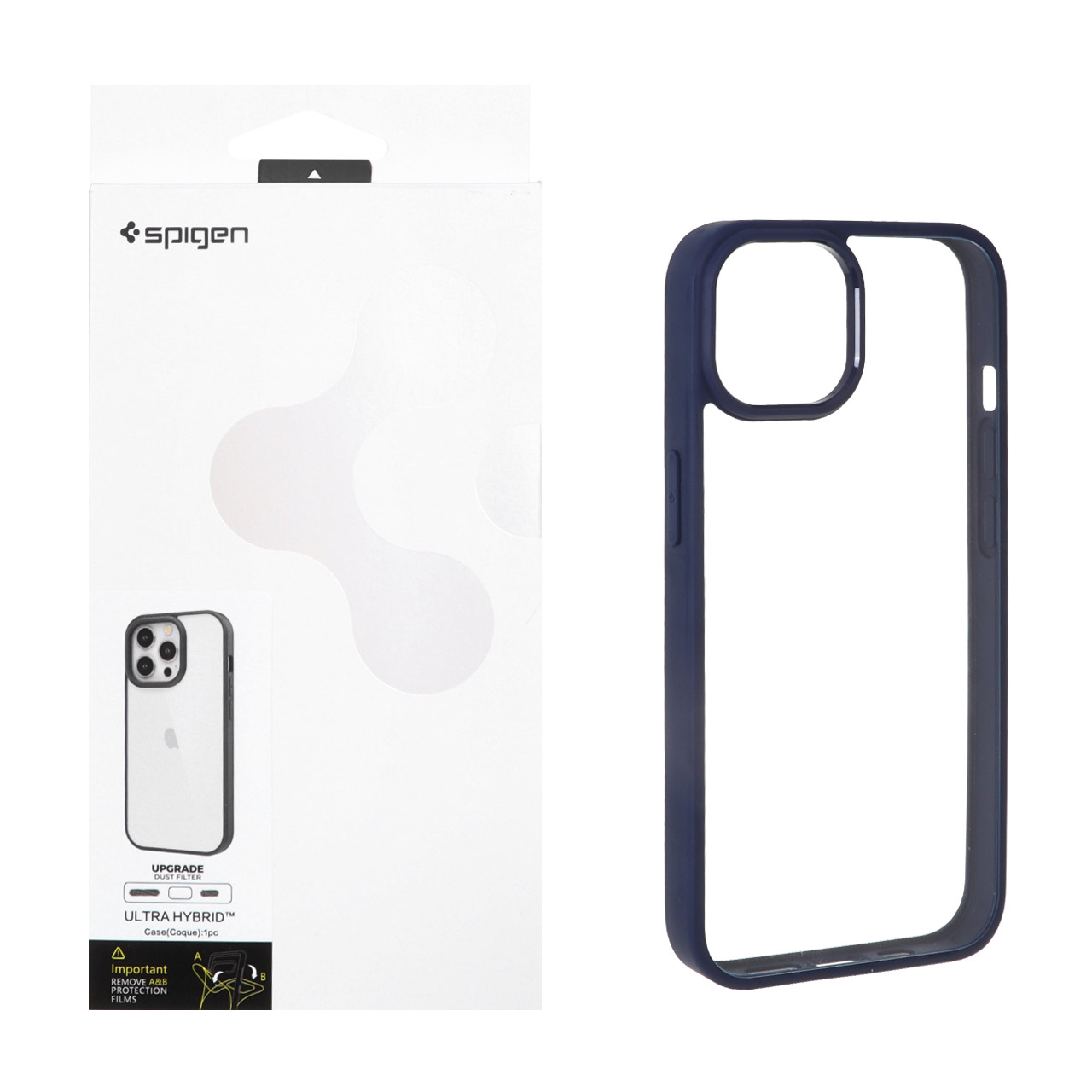 قاب اورجینال Spigen مدل Ultra Hybrid سرمه ای با توری اسپیکر فلزی مناسب برای آیفون 13 و آیفون 14