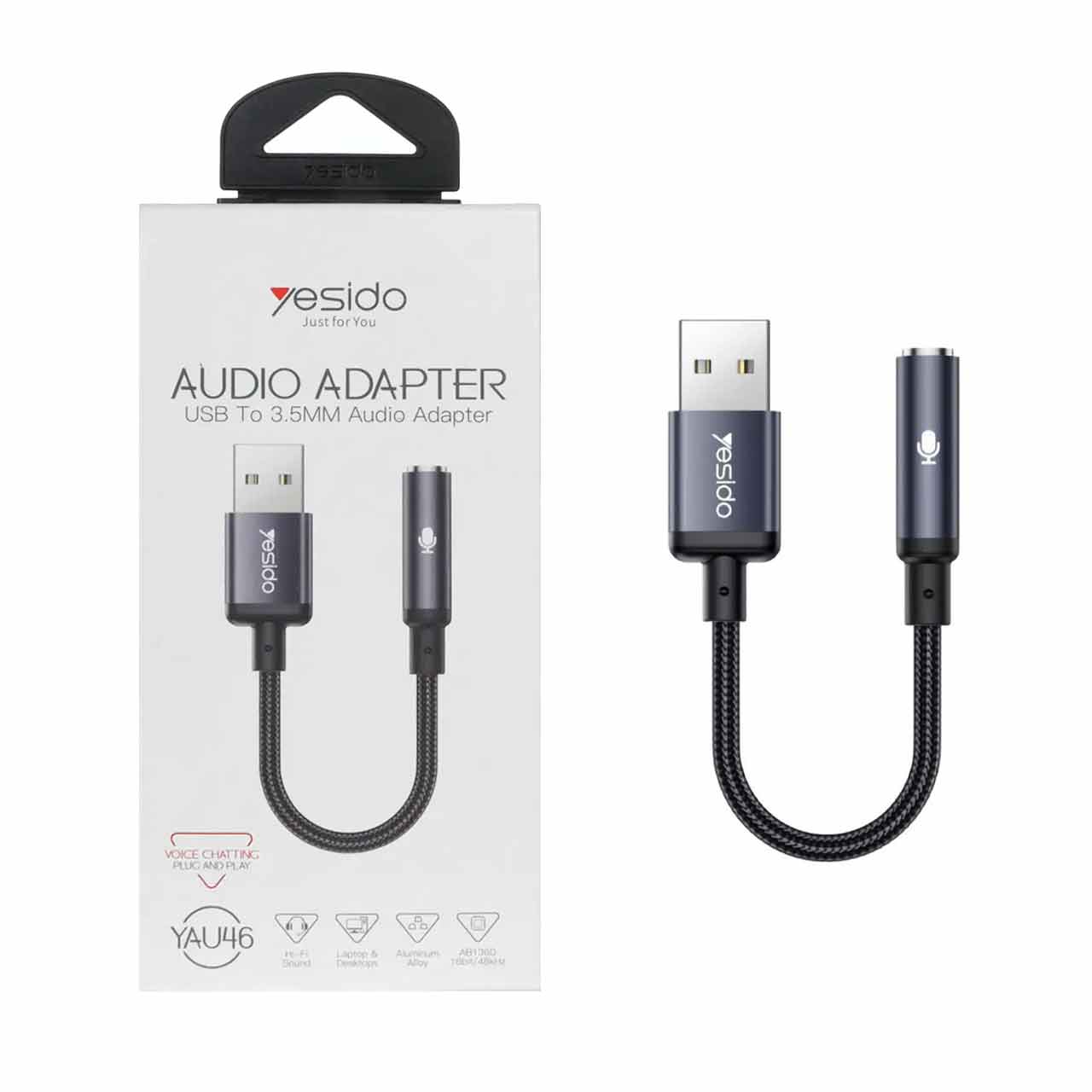 تبدیل صوتی Yesido USB به جک 3.5 میلیمتری مدل YAU46 - مشکی