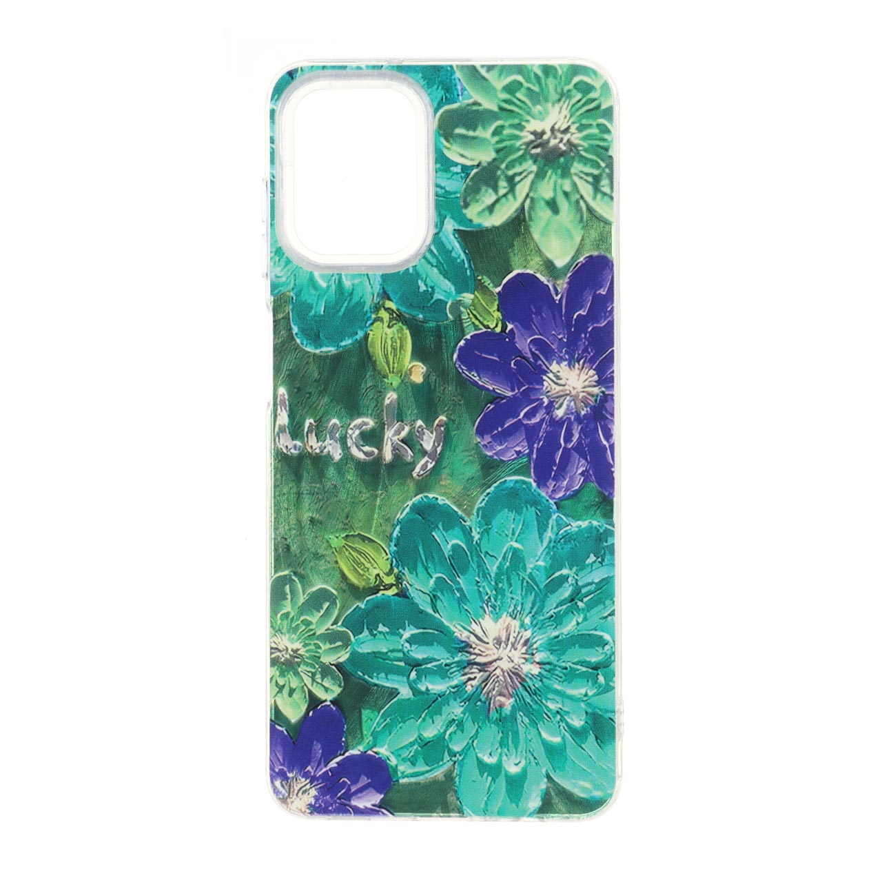 قاب طرح گل برجسته و Lucky دور شفاف مناسب برای سامسونگ گلکسی A12 / M12 / F12