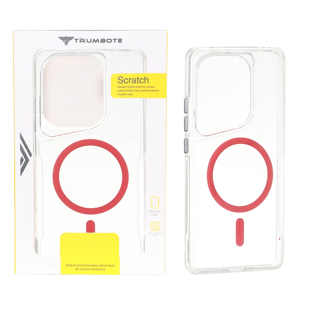 قاب شفاف مگ سیف Trumbote NewZone با حلقه قرمز مناسب برای شیائومی ردمی نوت 14 اس، ردمی نوت 13 پرو 4G و پوکو ام 6 پرو 4G