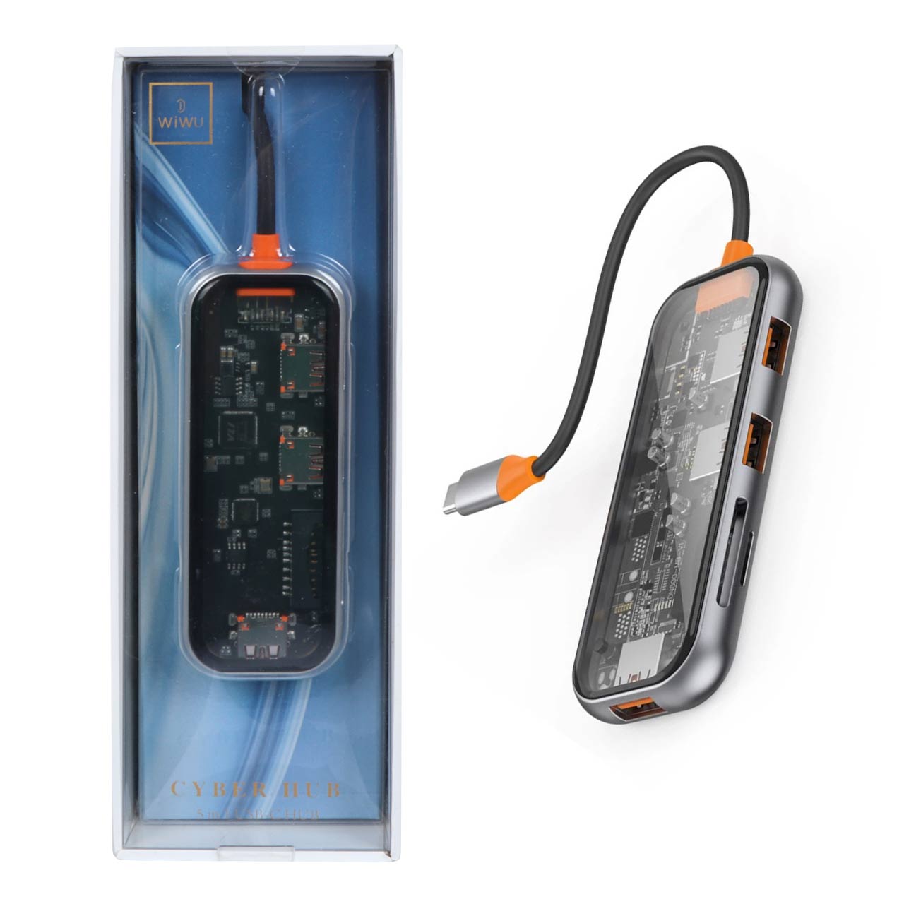 هاب 5 پورت Wiwu Type-C مدل CB005 خاکستری