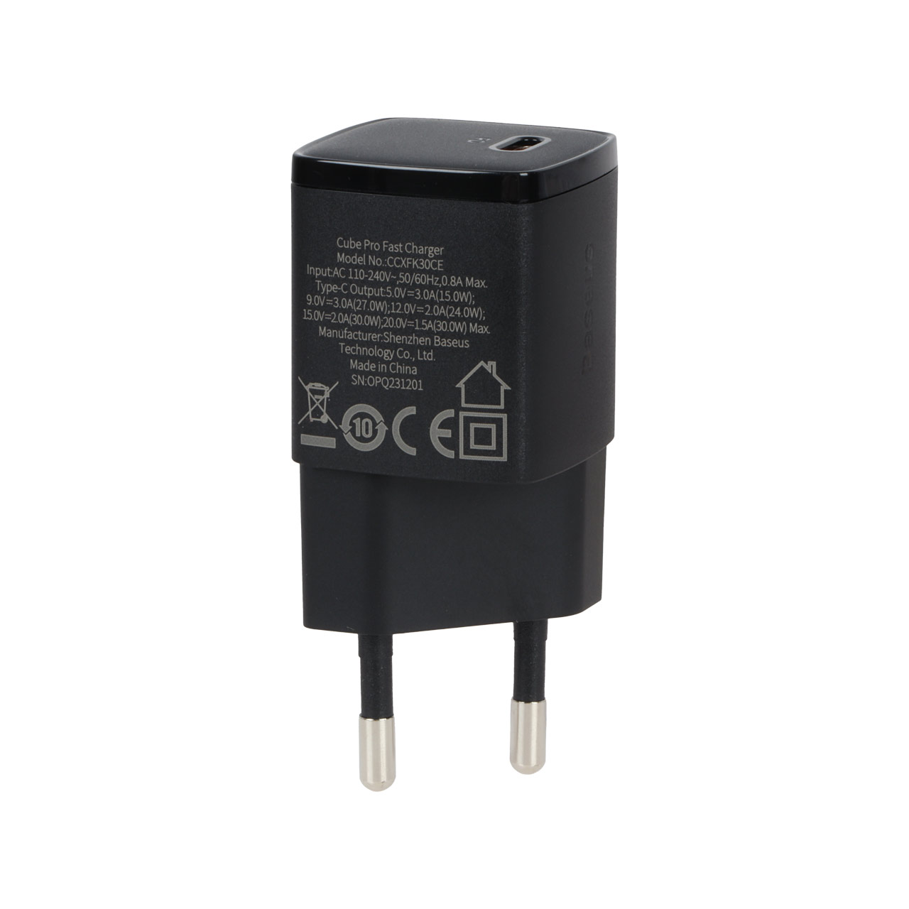 شارژر دیواری 30 وات فست تک پورت Baseus مدل CCXF000301 - مشکی