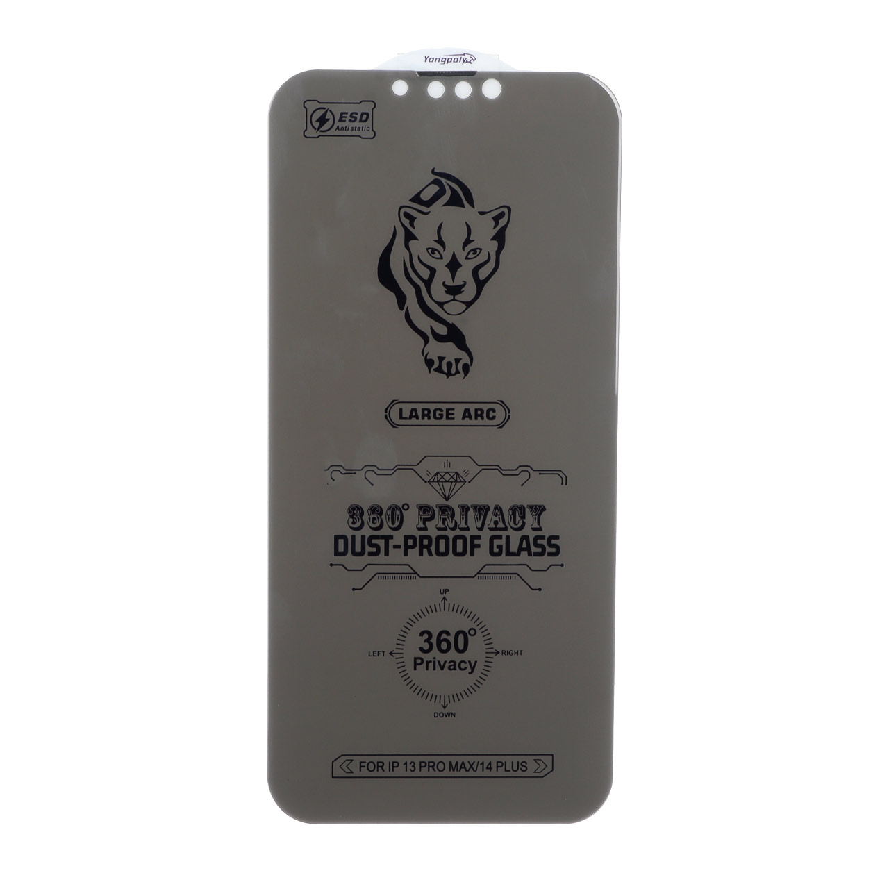 محافظ صفحه نمایش شیشه ای پرایوسی 360 درجه YongPoly مدل ESD Anti-static توری دار مناسب برای آیفون 13 پرو مکس و آیفون 14 پلاس