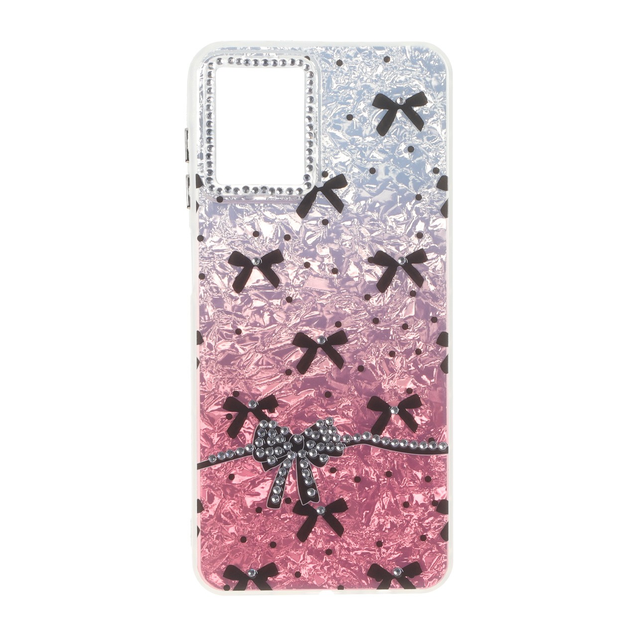 قاب ice پاپیونی نگین دار دور مات Samsung Galaxy A12 / M12 / F12 - صورتی