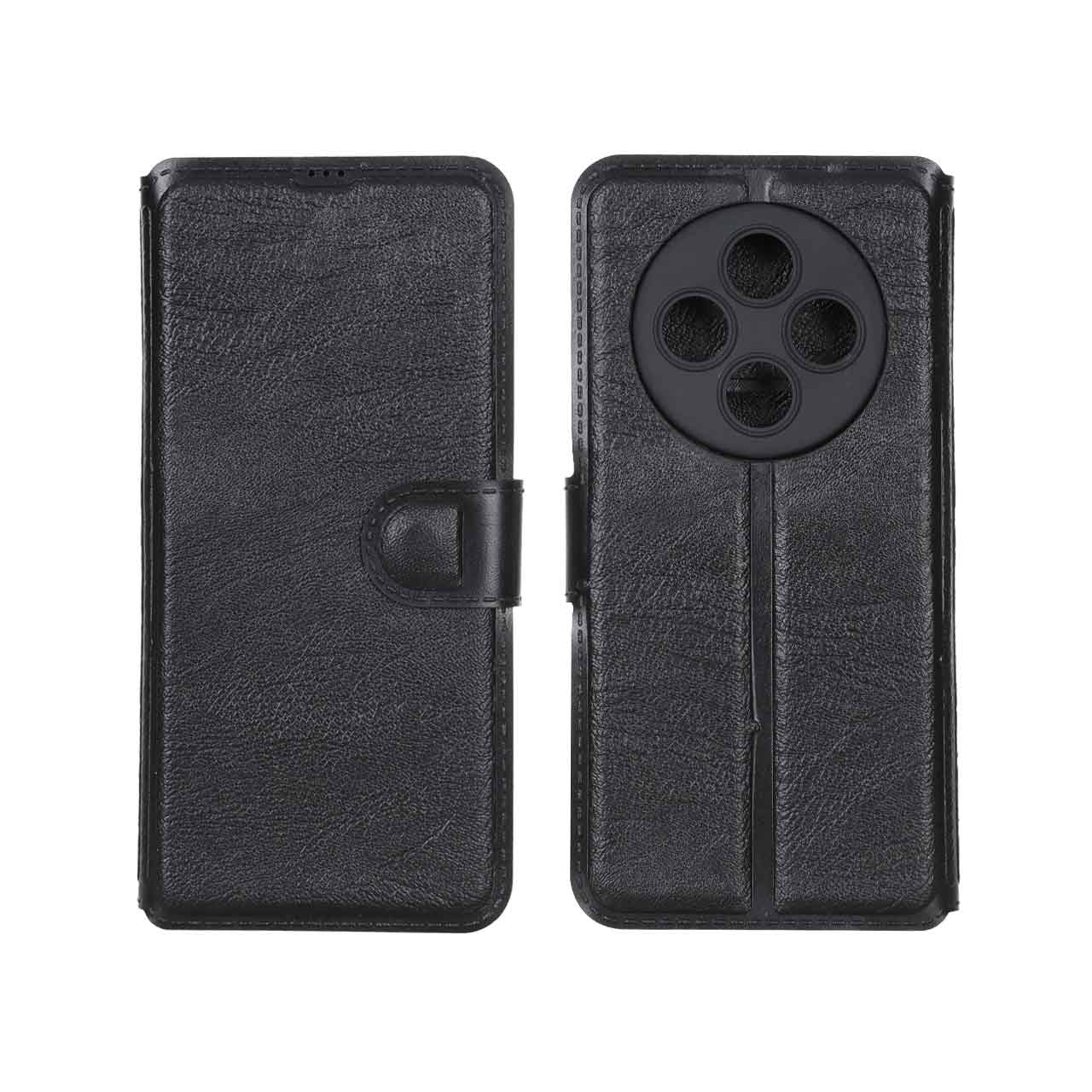 کیف چرمی مگنتی محافظ لنزدار مناسب برای شیائومی ردمی 14C / ردمی A4 / پوکو C75 مشکی