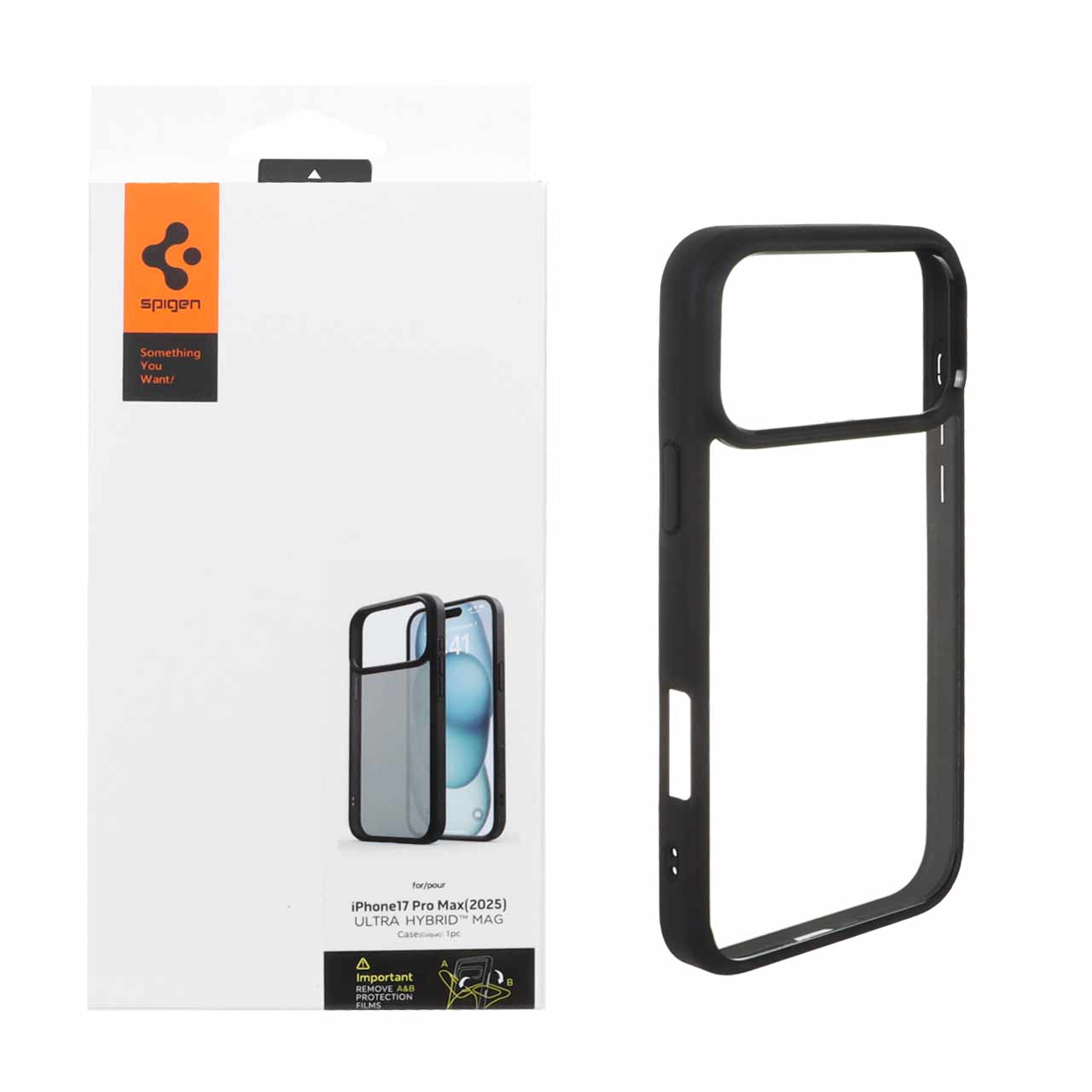 قاب Spigen Ultra Hybrid Mag شفاف مشکی مناسب برای آیفون 17 پرو مکس