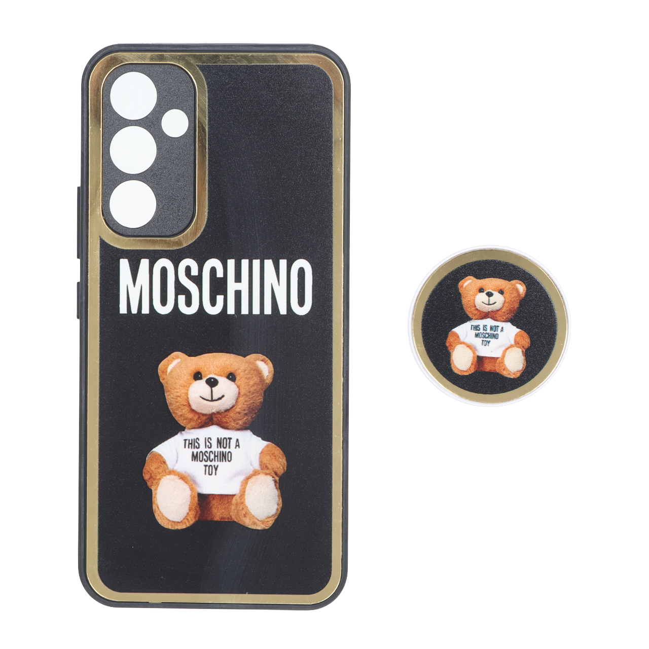 قاب طرح MOSCHINO خرس طلایی پاپ سوکت دار مناسب برای سامسونگ گلکسی آ 54
