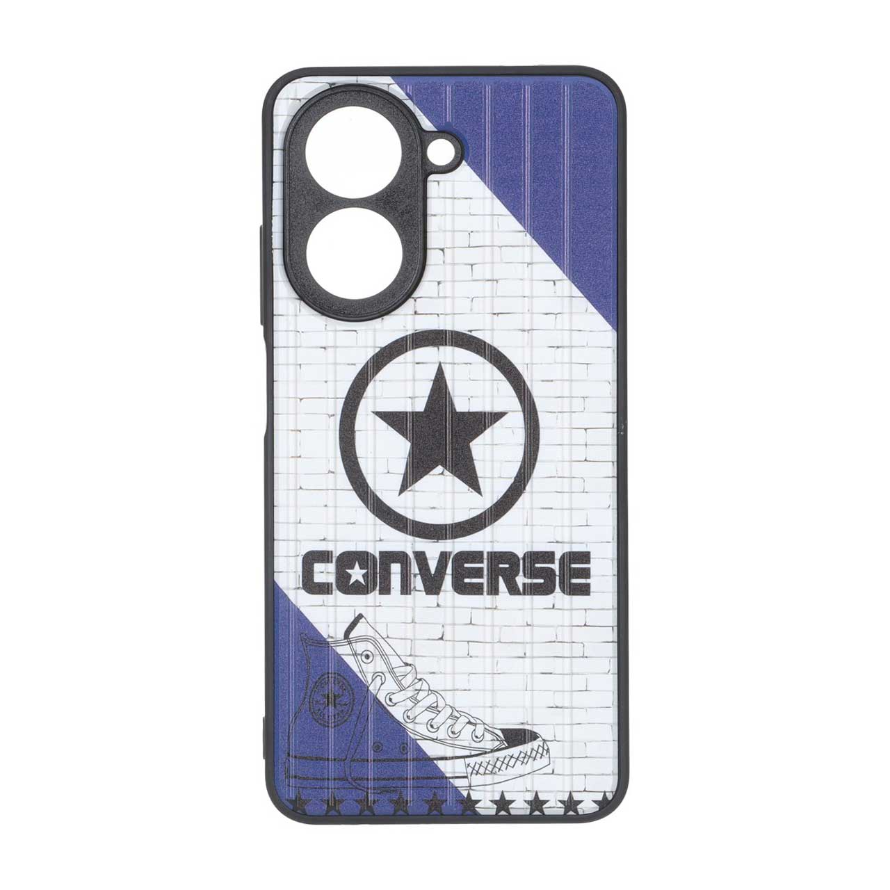 قاب طرح Converse مدل All Star با دیوار آجری و راه راه آبی، محافظ لنز برجسته مناسب برای شیائومی ردمی A5 و پوکو C71