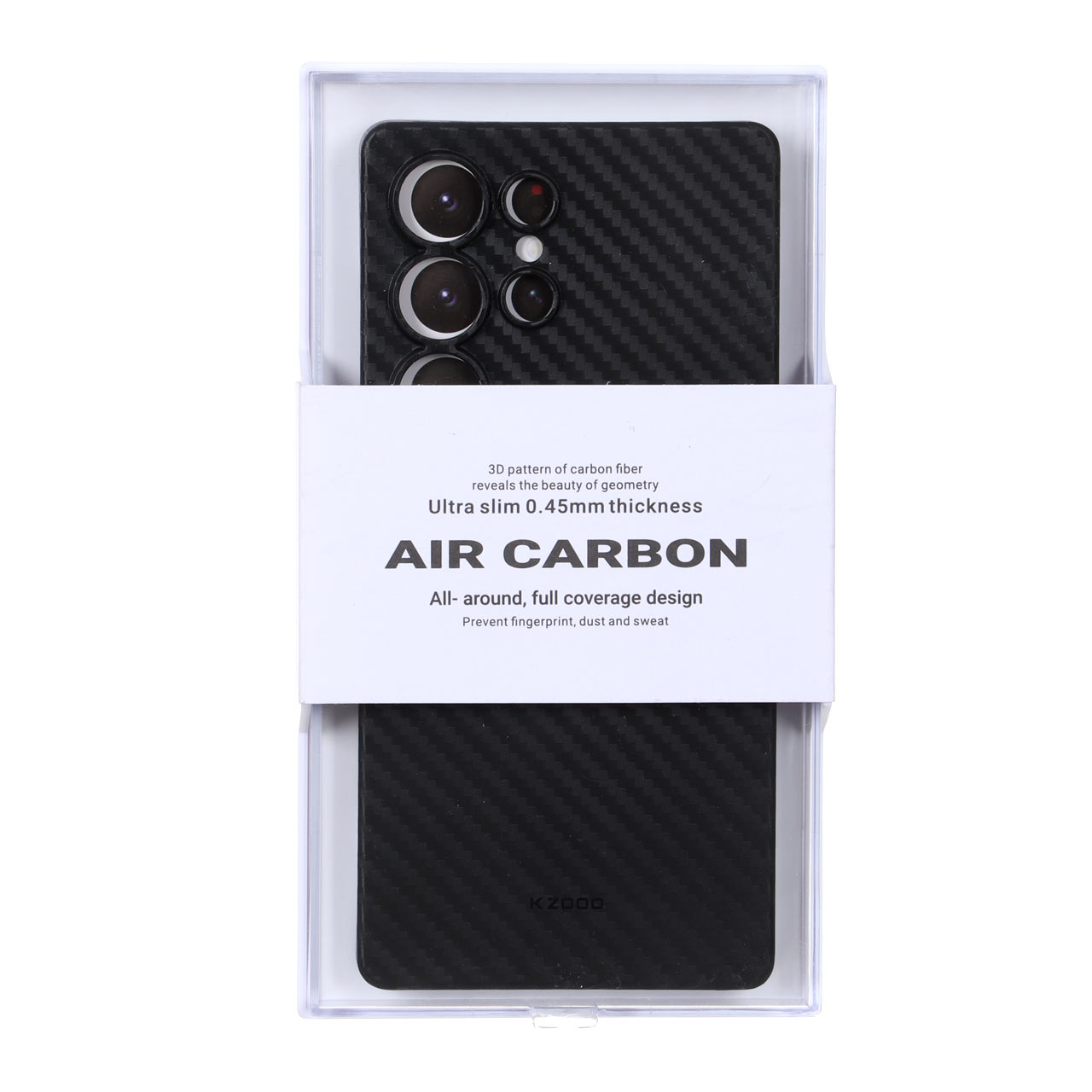 قاب محافظ لنزدار Original KDoo Air Carbon طرح فیبر کربن مشکی مناسب برای سامسونگ گلکسی S25 اولترا