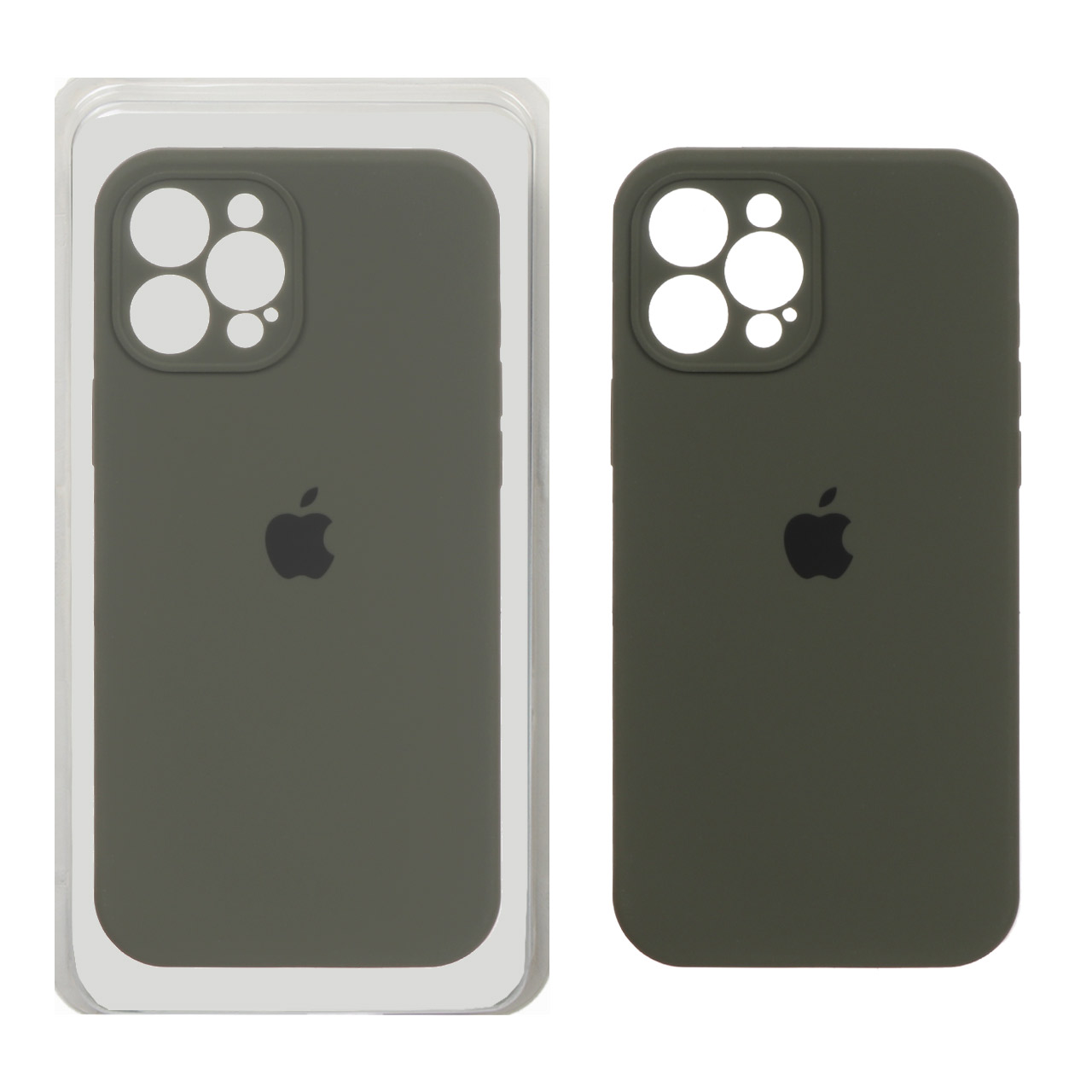 قاب سیلیکونی پاک کنی محافظ لنزدار اورجینال Apple iPhone 12 Pro Max - سبز زیتونی تیره (پک اصلی)