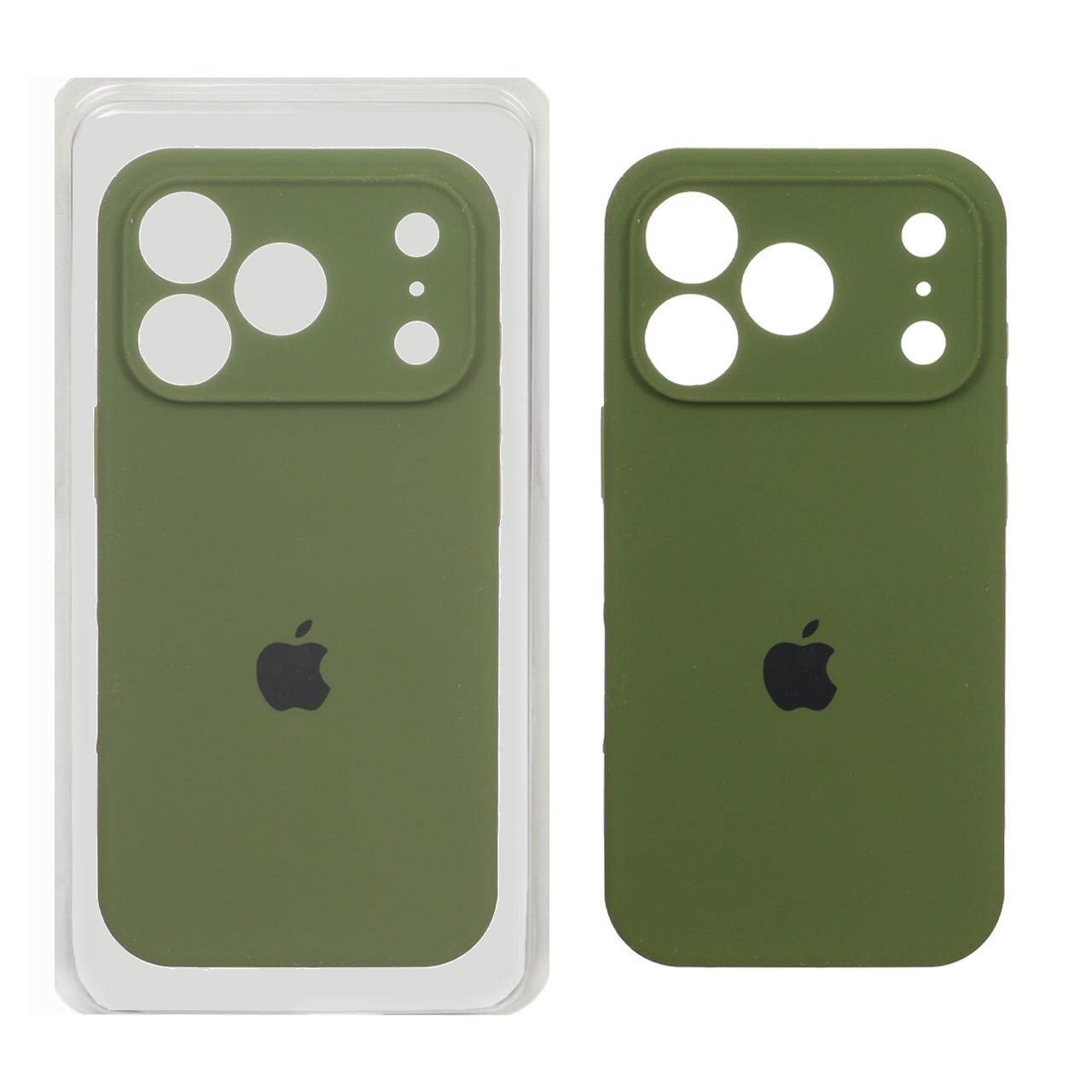 قاب سیلیکونی پاک کنی محافظ لنزدار اورجینال Apple iPhone 17 Pro - سبز زیتونی