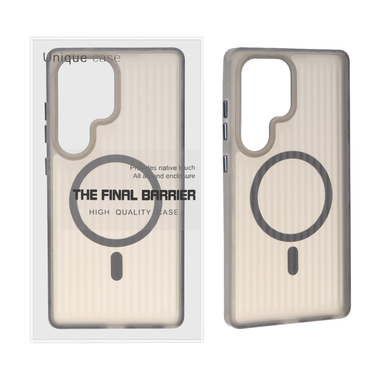 قاب اورجینال Unique Case کرکره ای مات MagSafe مدل Samsung Galaxy S25 Ultra - دودی (پک دار)