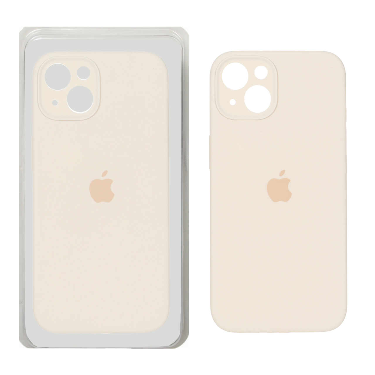 قاب سیلیکونی پاک کنی اورجینال ++A مدل Apple iPhone 13 / iPhone 14 - کرم (پک دار)