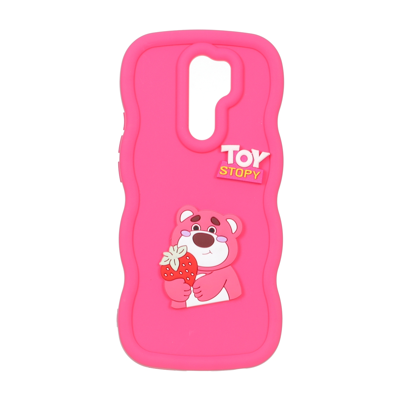 قاب کنگره ای عروسک خمیری برجسته طرح خرس توت فرنگی (Lotso) مناسب برای شیائومی ردمی 9، ردمی 9 پرایم و پوکو M2