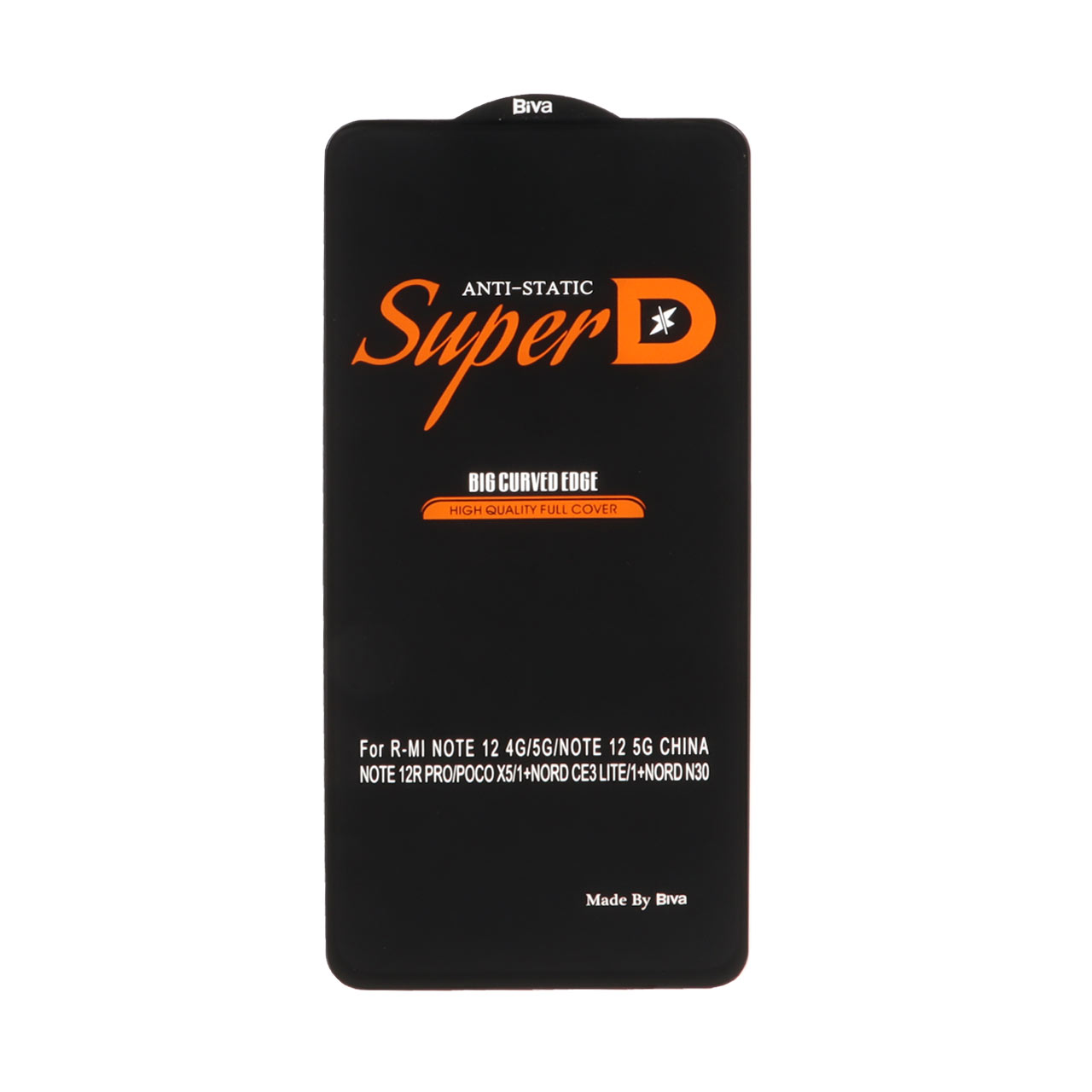 محافظ صفحه نمایش شیشه ای تمام صفحه Super D Biva مناسب برای شیائومی ردمی نوت ۱۲ 4G/5G، پوکو X5، آنر X8/X8A/X10، ریلمی ۱۱، اوپو A98/A58، نوت ۱۲R پرو، وان پلاس نورد CE3 لایت و N30 - مشکی
