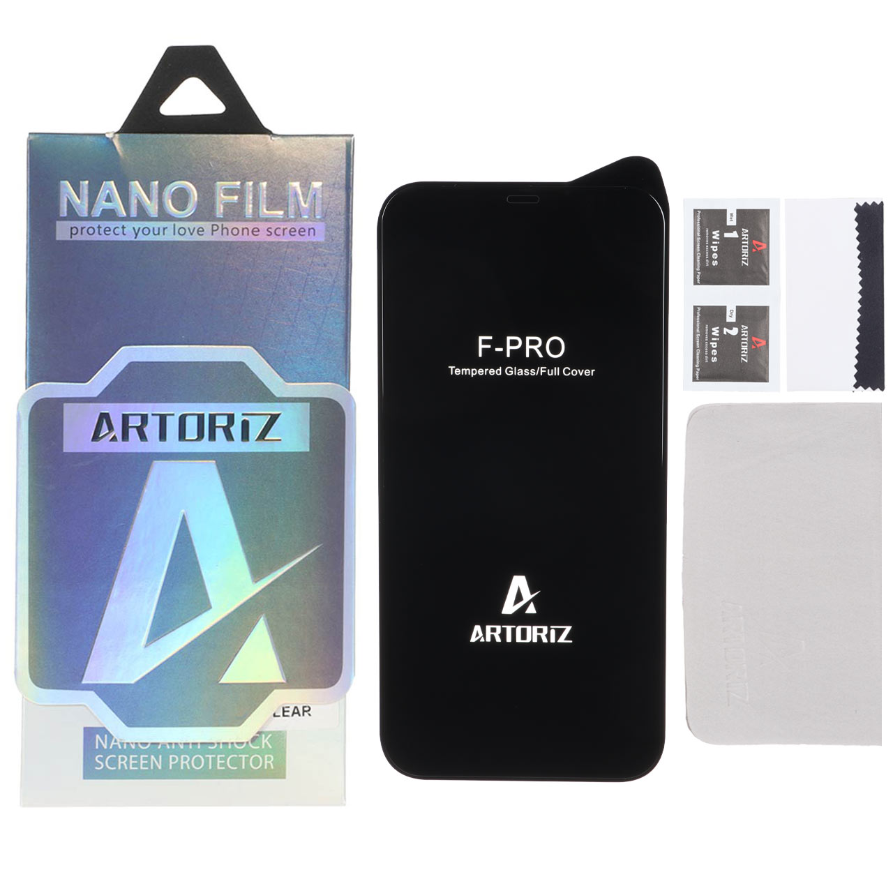 محافظ صفحه نمایش شیشه ای اورجینال فول کاور Artoriz مناسب برای آیفون 12 پرو مکس