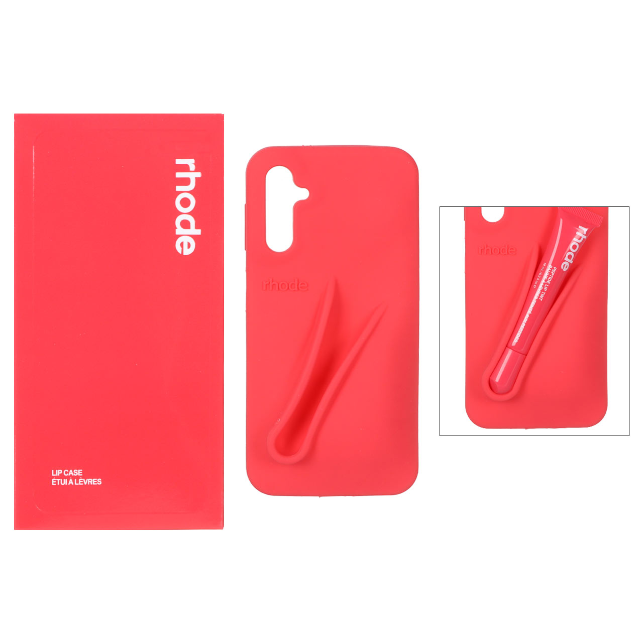قاب سیلیکونی پاک کنی اورجینال rhode با ست لیپ گلاس Samsung Galaxy A14 - قرمز